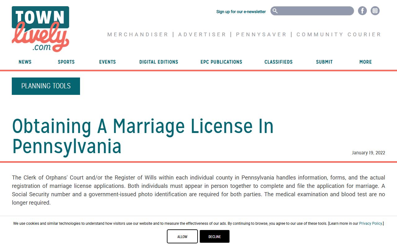 Adams County marriage license requirements and information