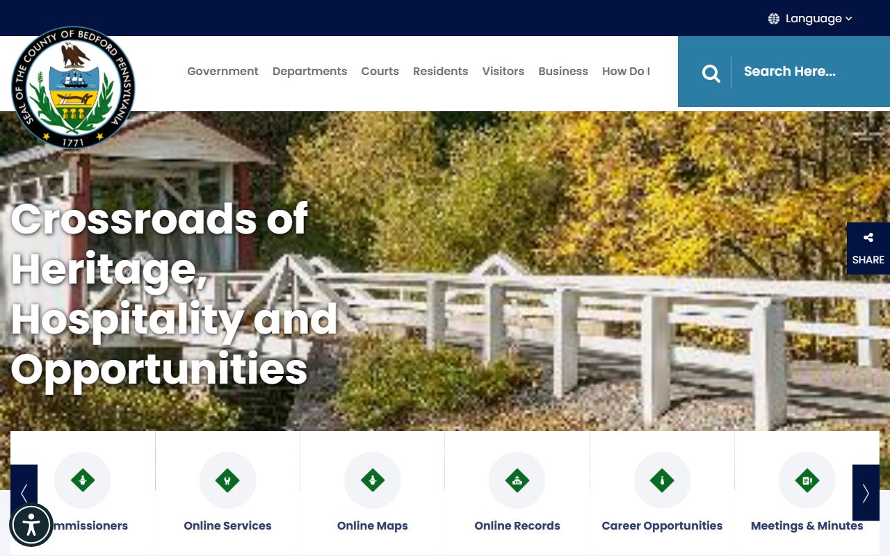 Bedford County official government website with marriage records information