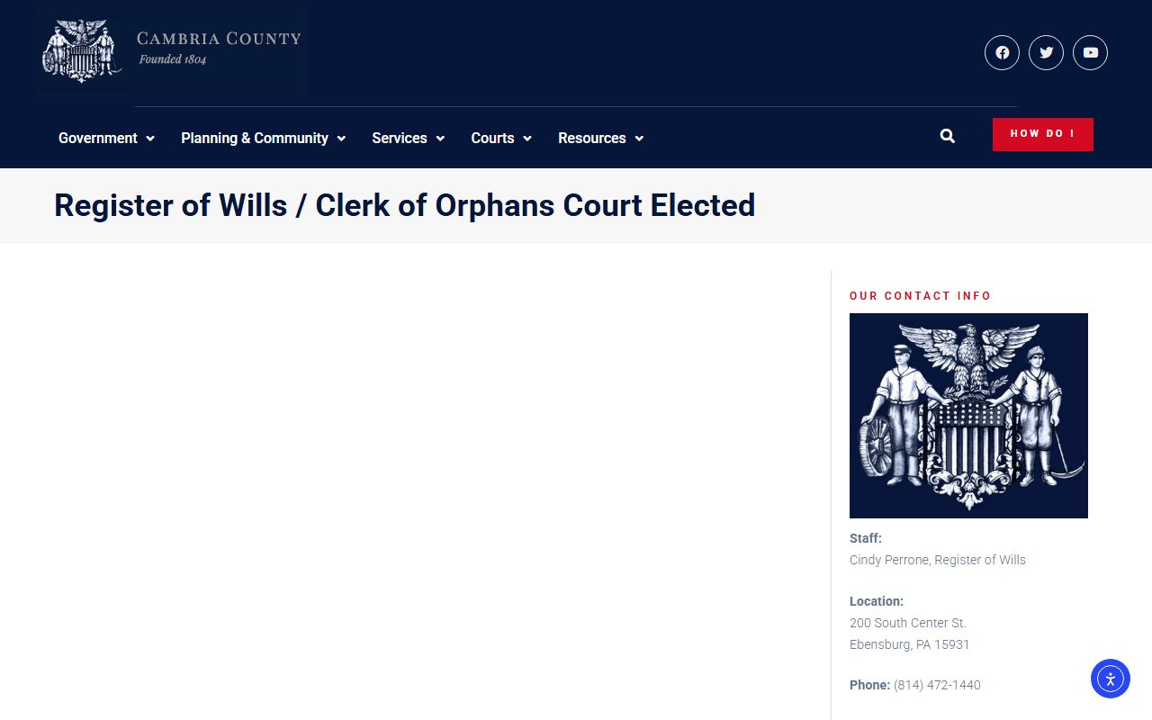 Cambria County Register of Wills office for marriage records