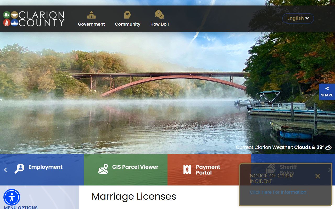 Clarion County marriage records license application details