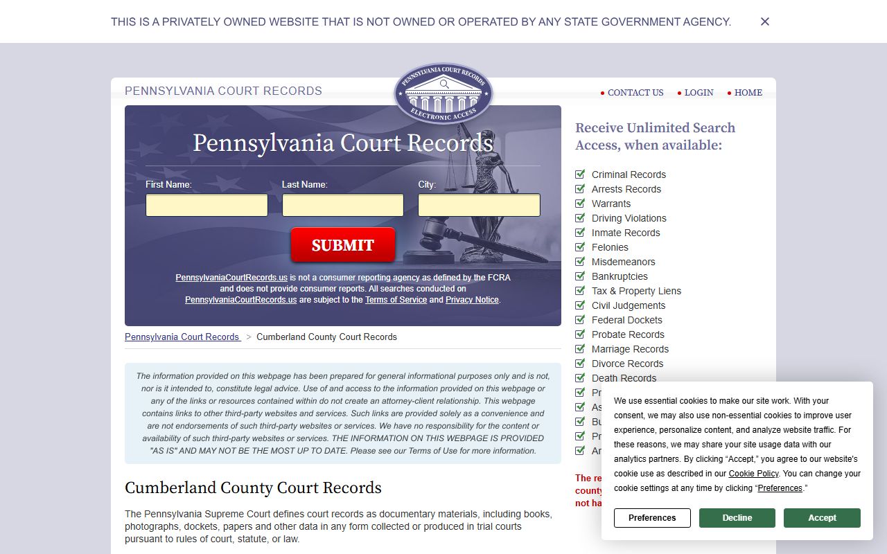 Cumberland County marriage records court guide
