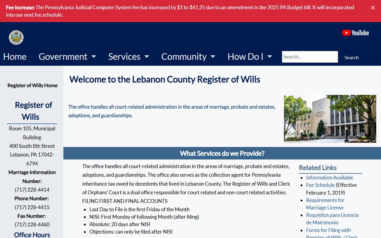 Lebanon County marriage records
